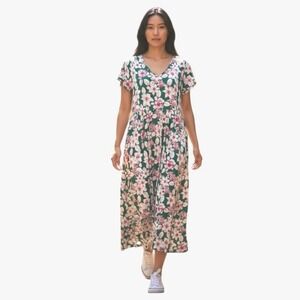 Kettlewell Matilda Floral Print Midi Dress In Emerald Matilda Sz S